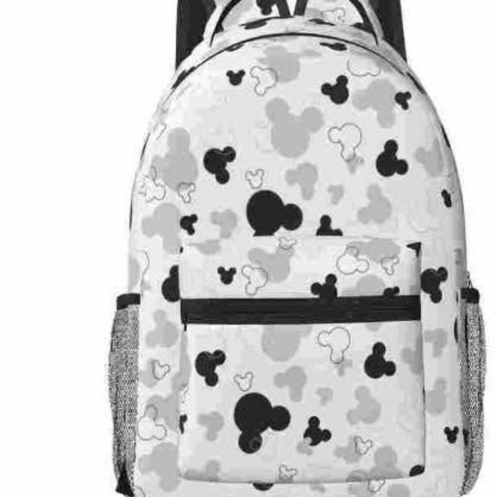 4 Style  Available Disney Mickey Head Pattern Backpack - Black & White